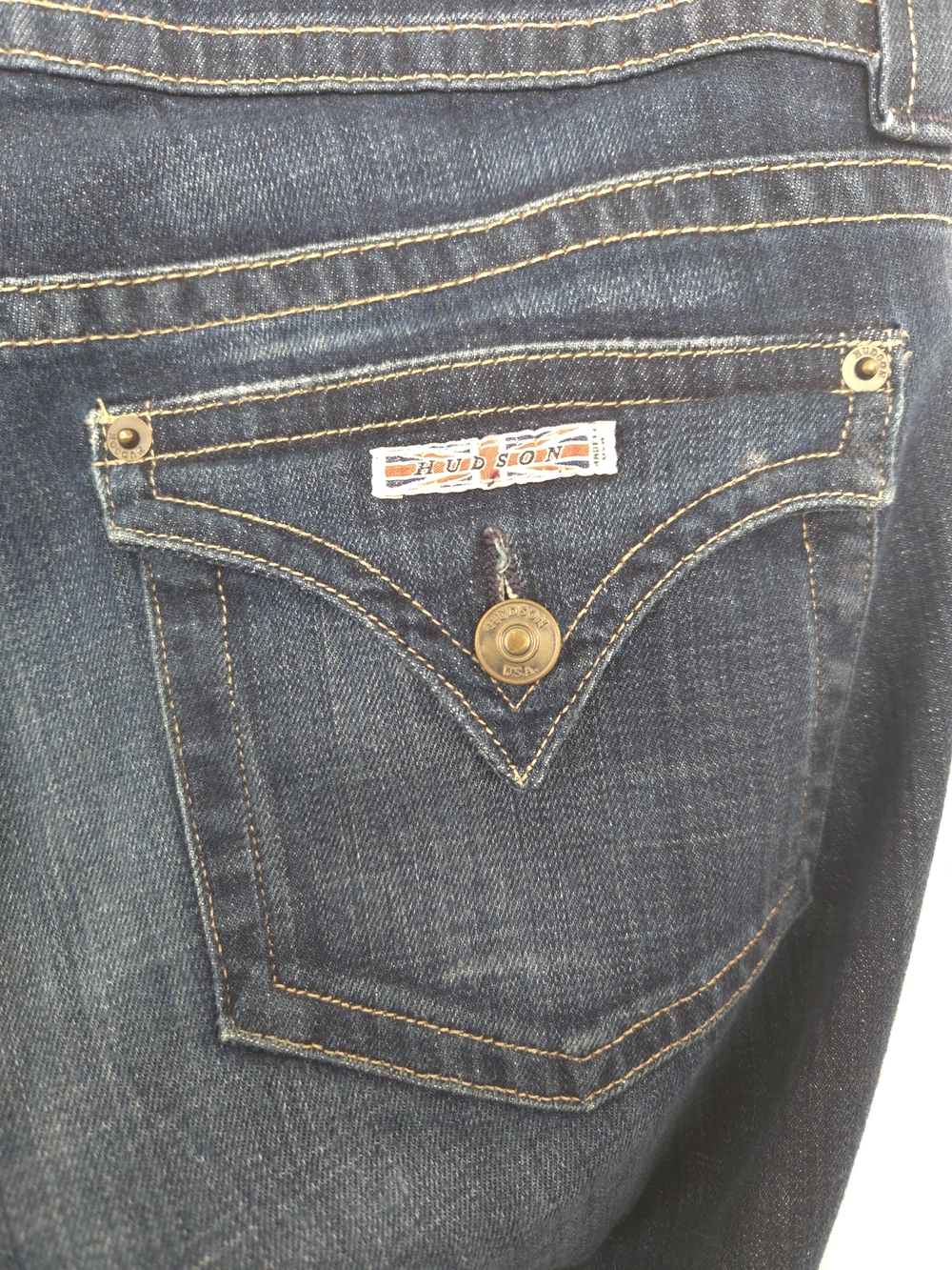Hudson Jeans Made In USA Flap Pocket Dark Flare Stretch Jeans Size 29 - Picture 4 of 10